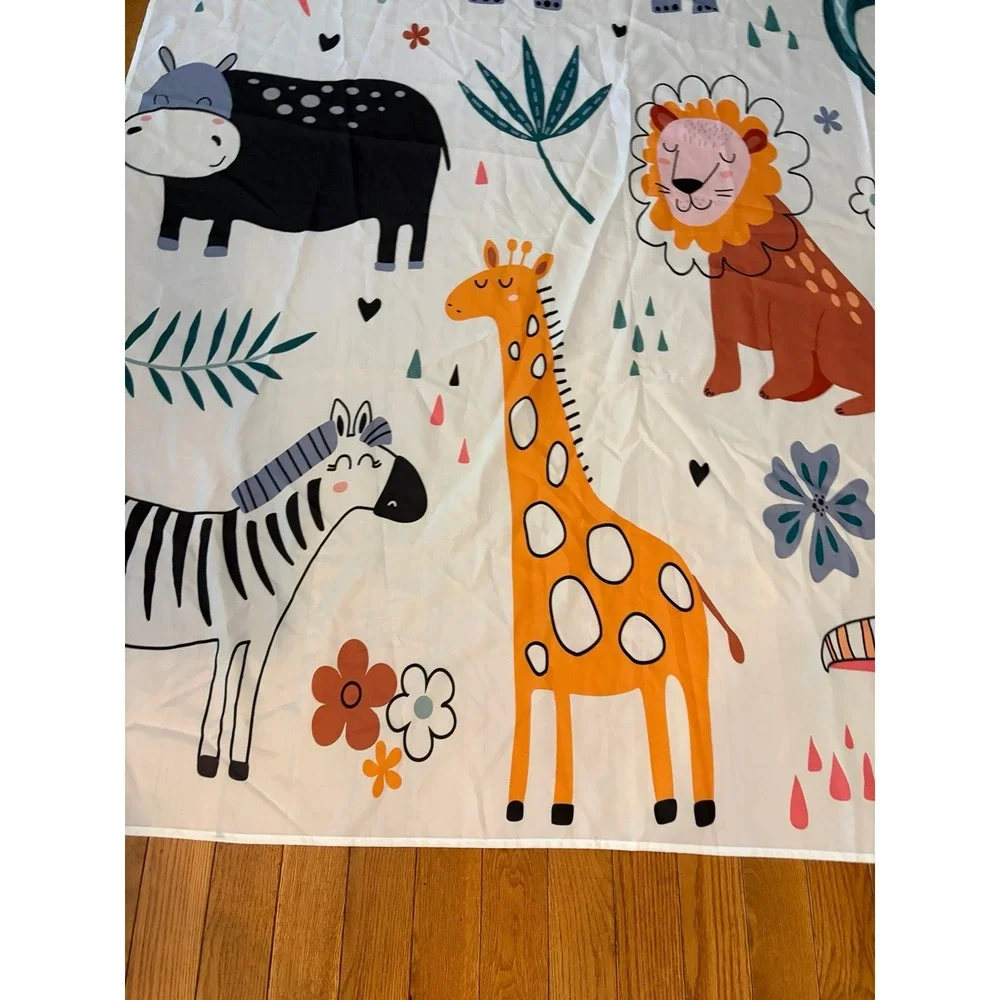 New Kids Zoo Animal Bath Curtain Cute Wild Animals Shower Curtain Cartoon Safari